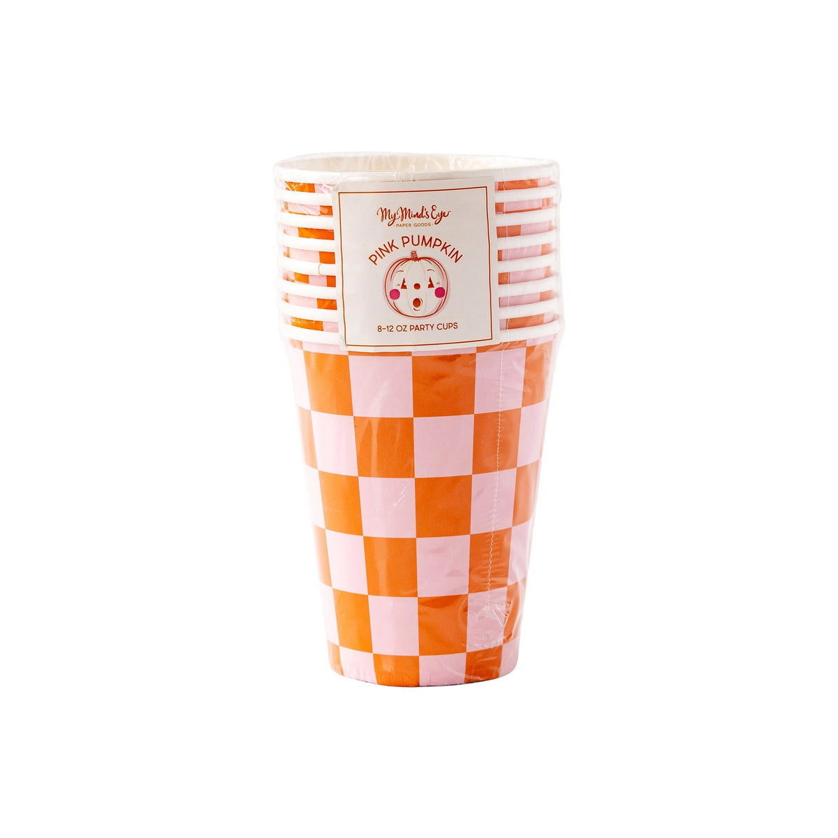 Pink Pumpkin Checkered Party Cups