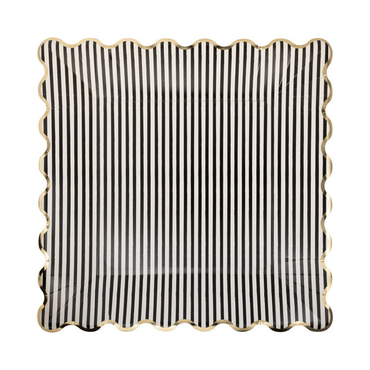 Black Striped Paper Plates