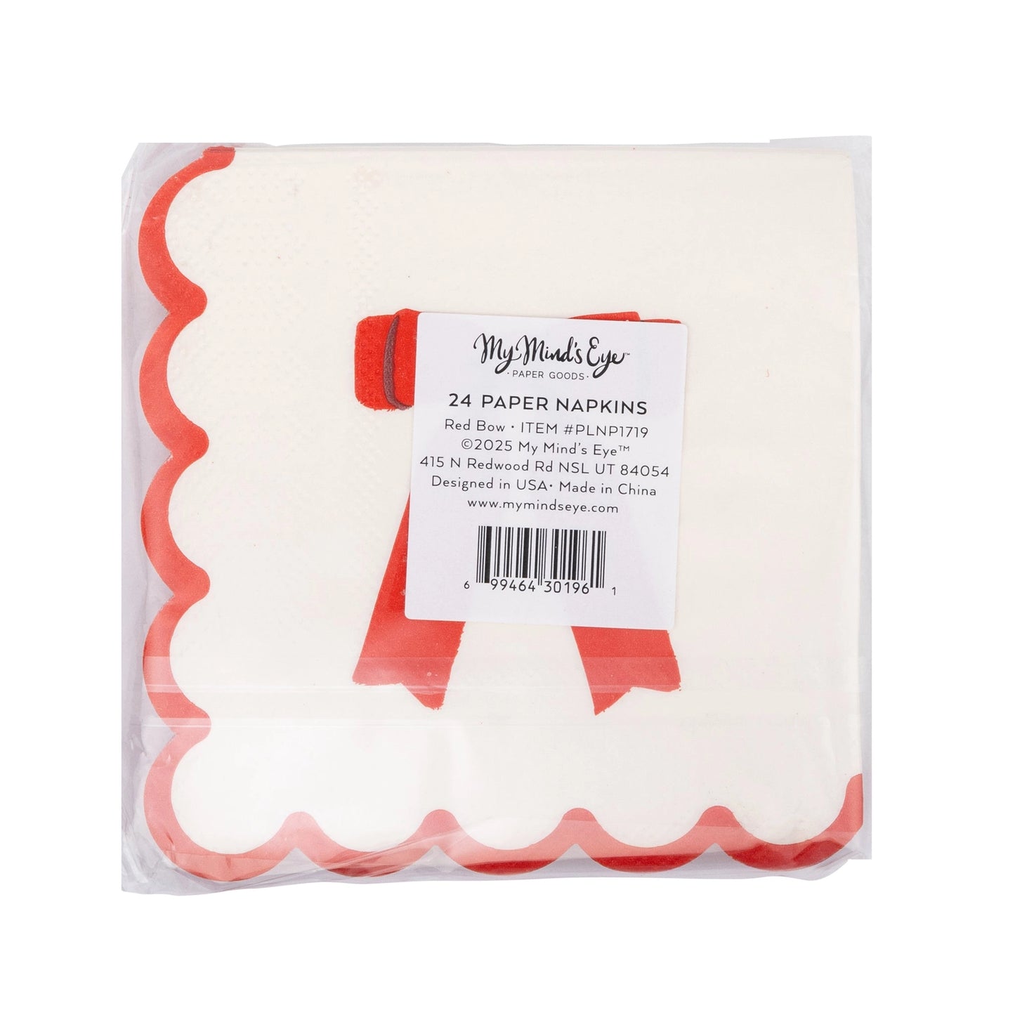 Red Bow Scallop Napkins