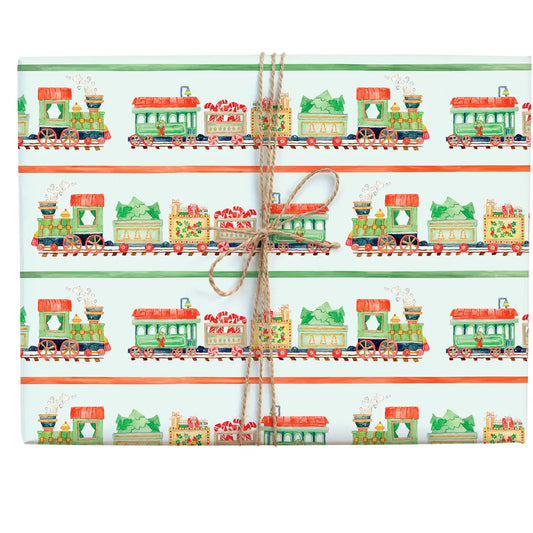Holiday Train Gift Wrap Roll