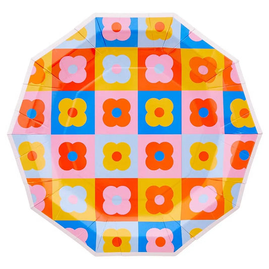 Retro Flowers Paper Plates