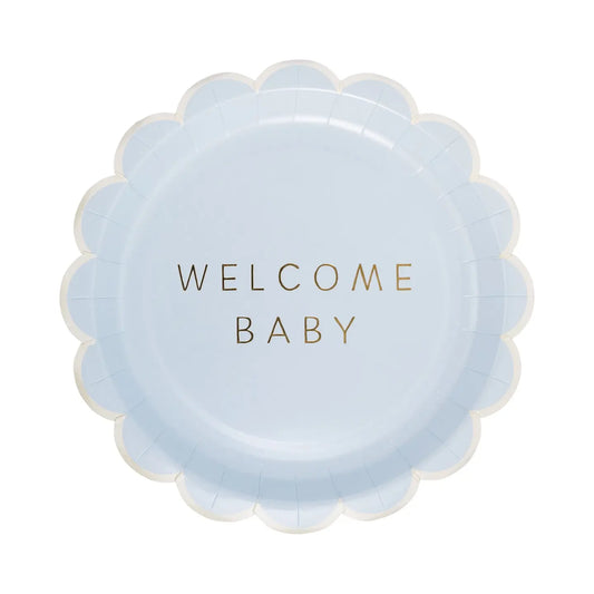 Welcome Baby Blue Plates