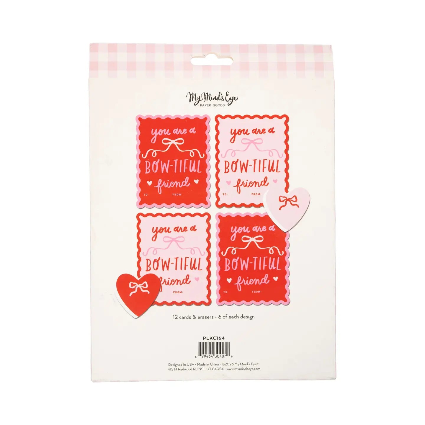 Bows Valentine’s Cards and Eraser Set