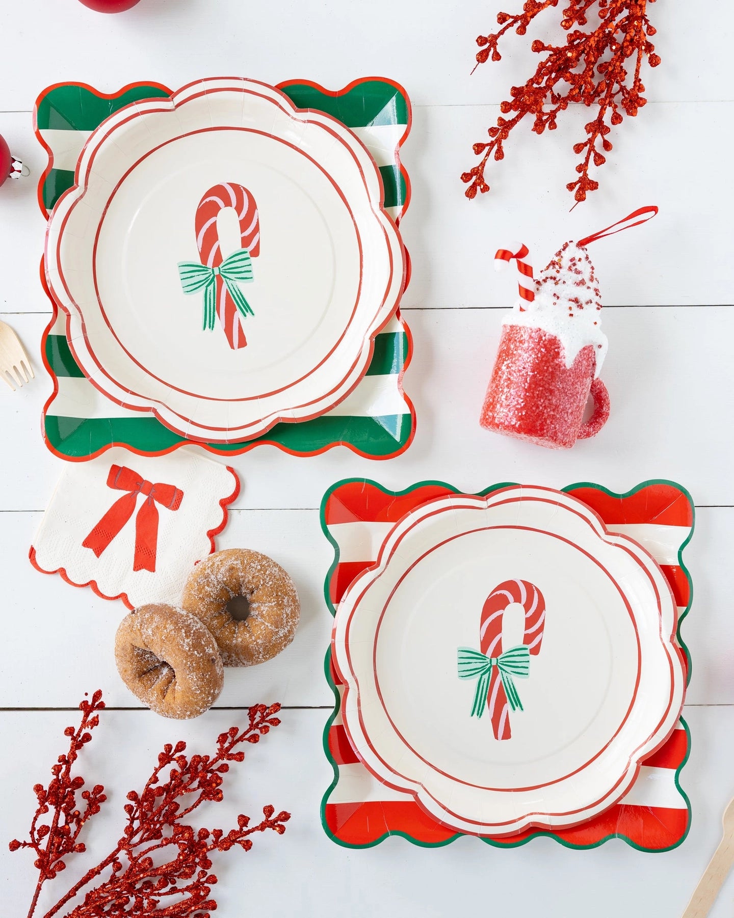 Round Candy Cane Plates