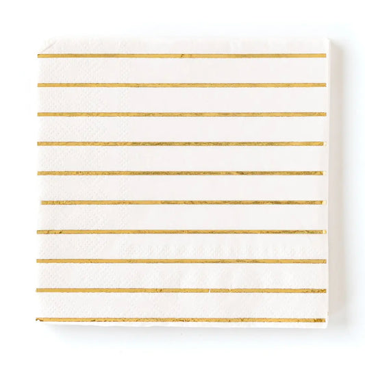 Cream Striped Cocktail Napkins