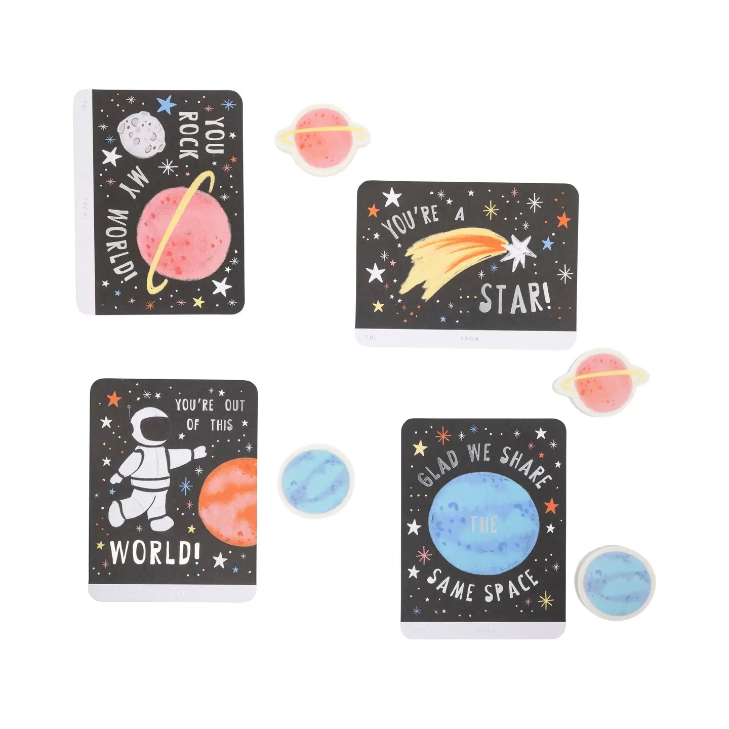 Space Valentine’s Cards and Erasers